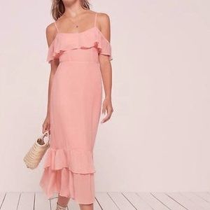 Reformation Pink Off-the-shoulder Dress